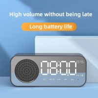 热销蓝牙闹钟音箱英文桌面便携式蓝牙时钟